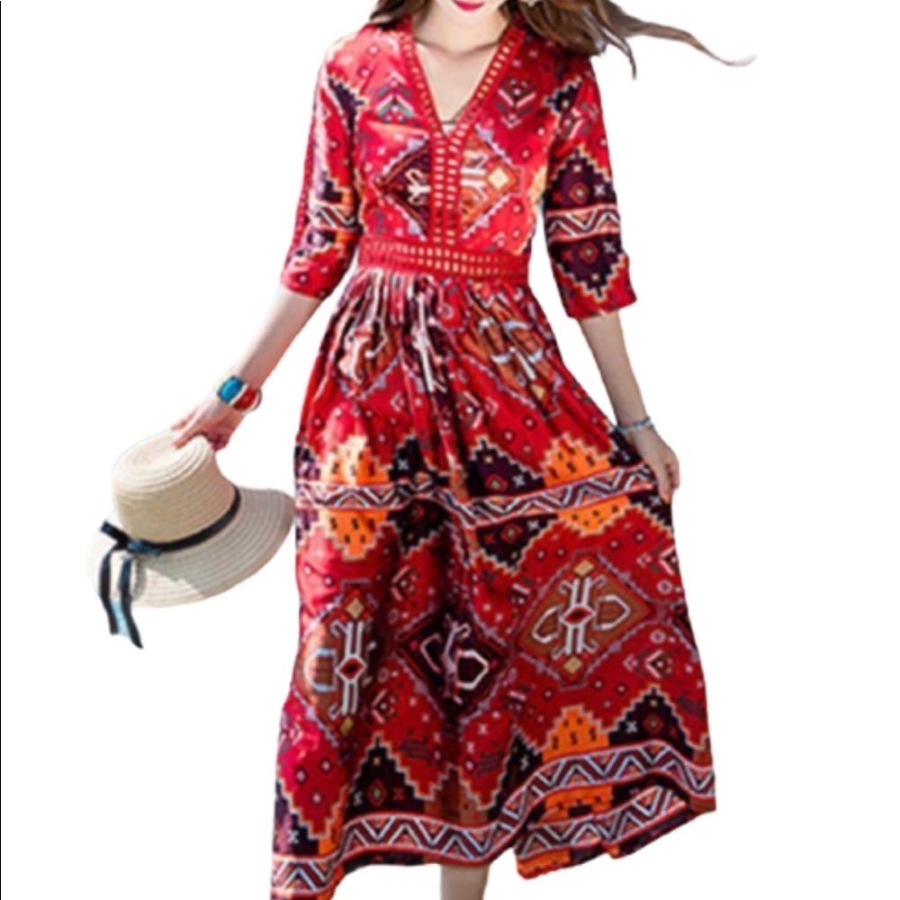 Simply Couture NWT red oriental lined dress size large